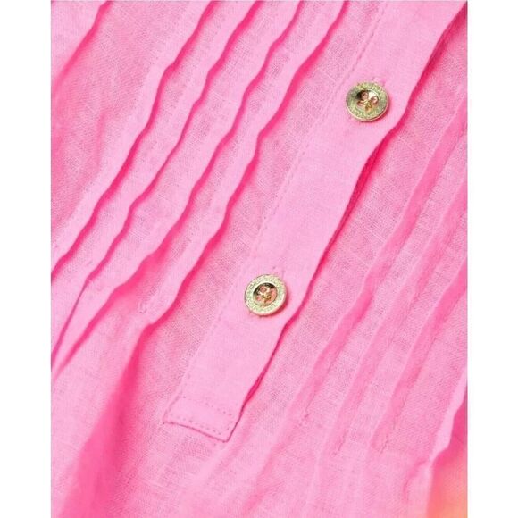 Lilly Pulitzer Sarasota Tunic Top Blouse Pink Isle, 100%Linen | Size M | EUC - Picture 3 of 11